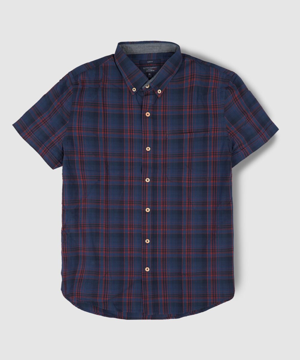 پیراهن مردانه آستین کوتاه چهارخونه