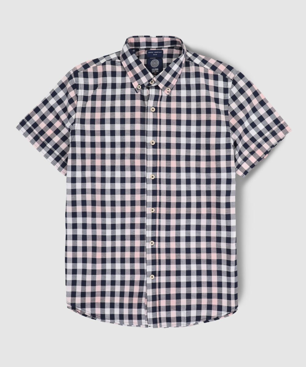 پیراهن مردانه آستین کوتاه چهارخونه