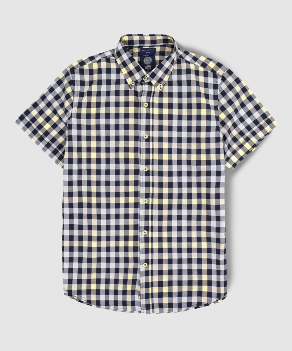 پیراهن مردانه آستین کوتاه چهارخونه